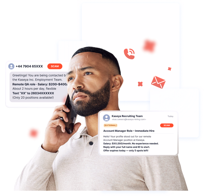 Examples of fraudulent recruitment messages