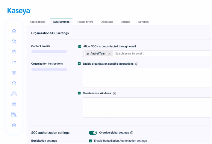Kaseya Managed SOC Dashboard