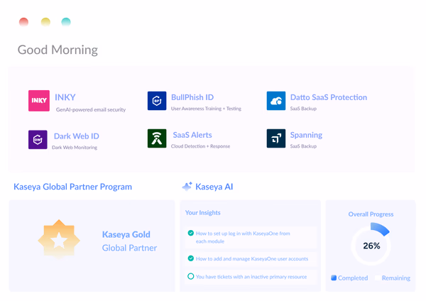 Kaseya 365 Gebruikersdashboard