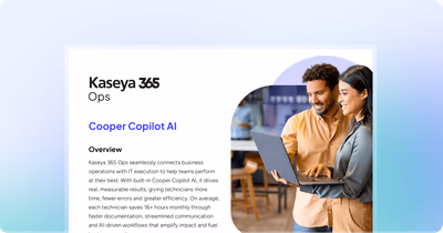 Kaseya 365 Fonctionnalités de l'IA « Ops Cooper Copilot »