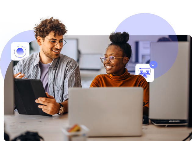 Man and woman working