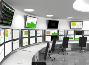 A wall of computer screens