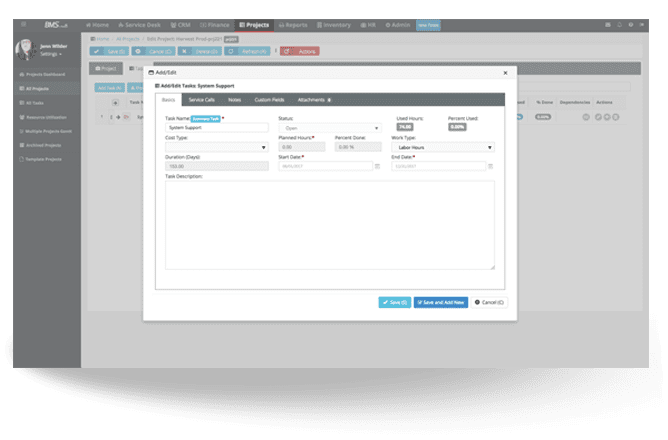 BMS Project Management - Add/Edit