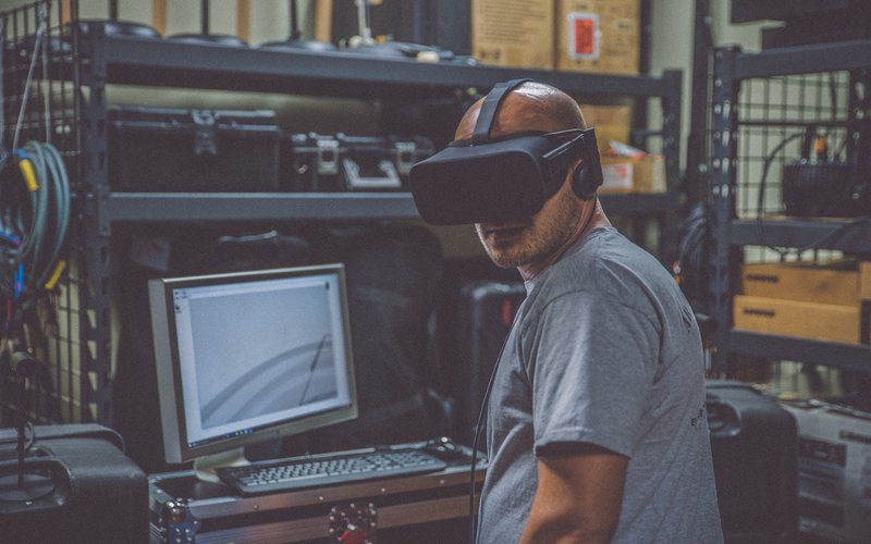 Man using VR headset
