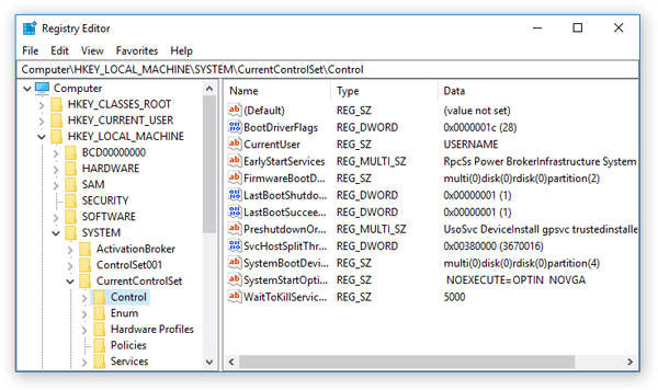 Windows 10 Registry Editor