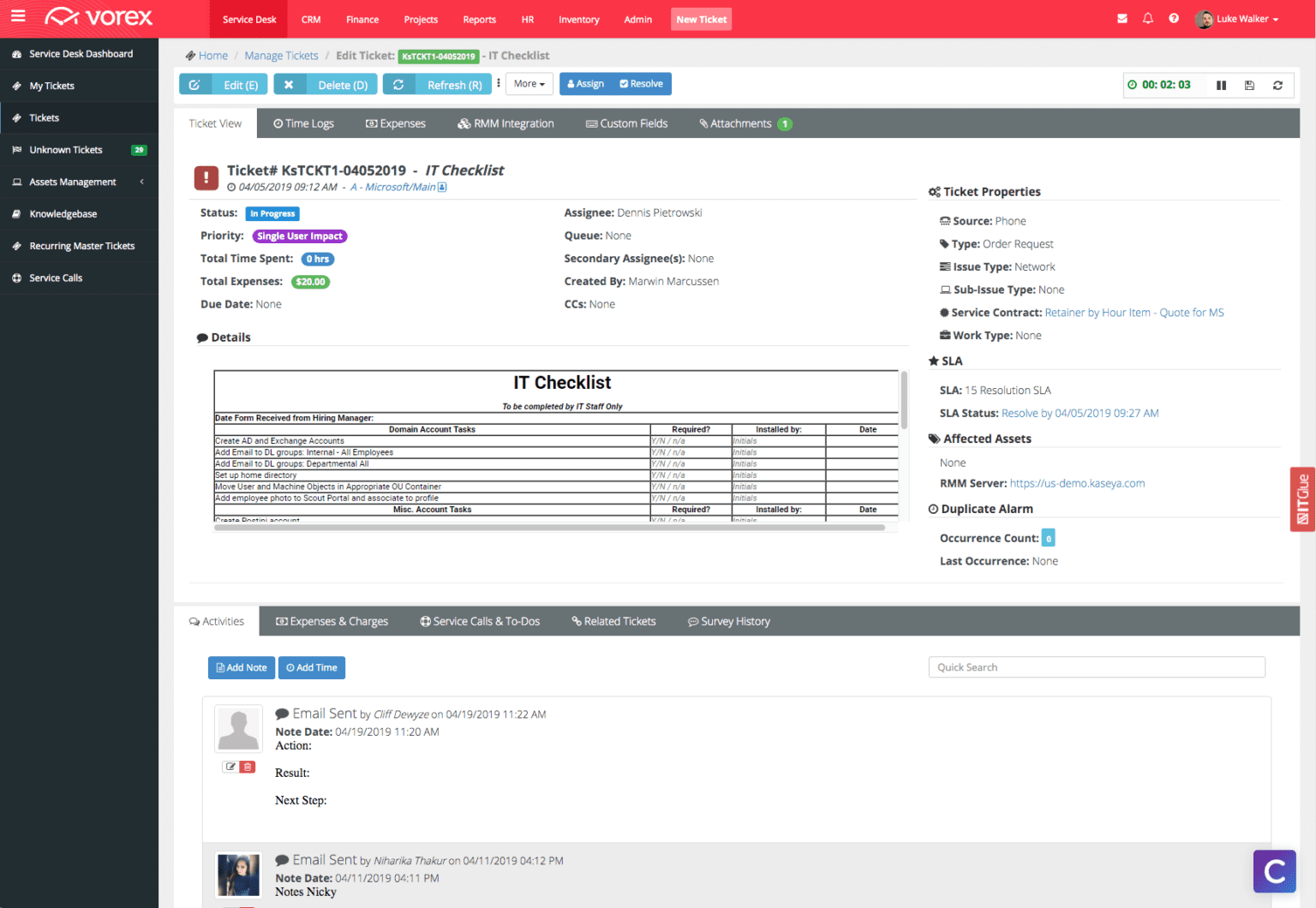 Vorex Easy and Powerful IT Service Desk Kaseya