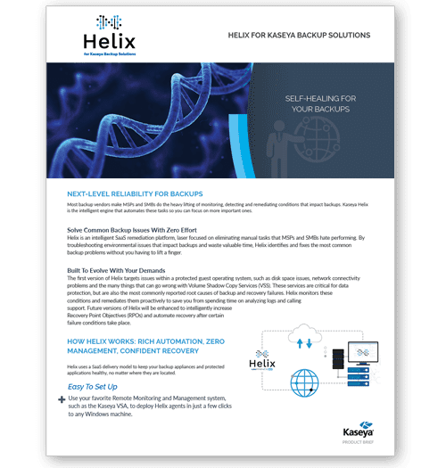 Helix for Kaseya Backup Solutions Preview