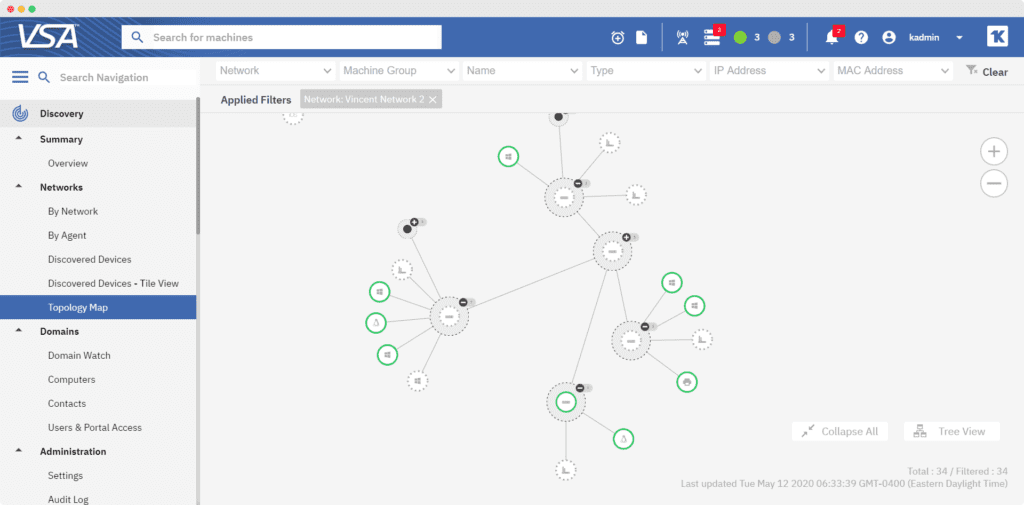 Kaseya VSA Network Toplogy View