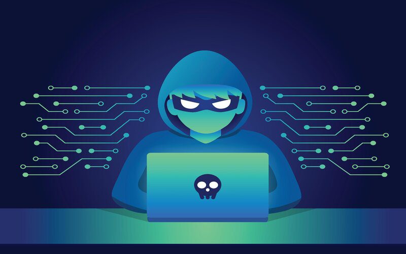 Hacker on laptop cybersecurity