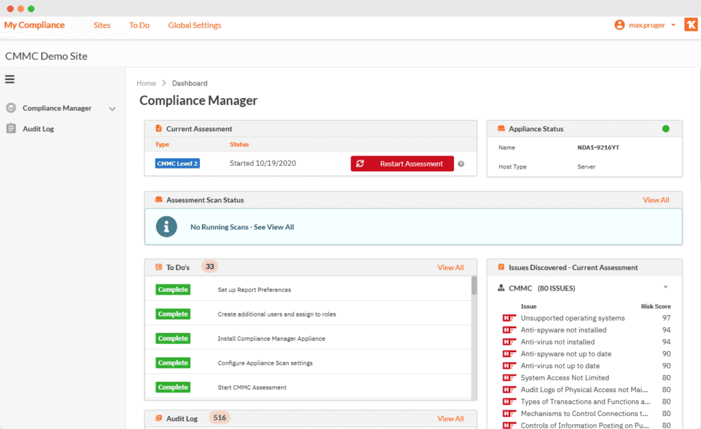 Compliance Manager Dashboard