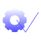 Tandwielpictogram met vinkje