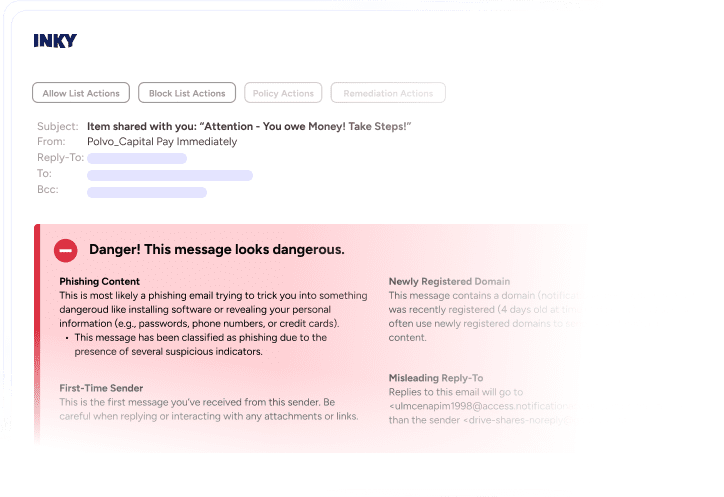 Inky anti-pishing software hero image