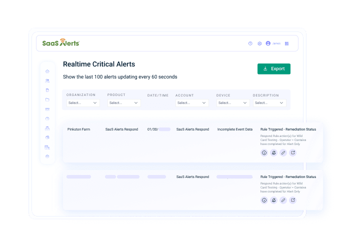 SaaS Alerts dashboard illustration Realtime Critical Alerts